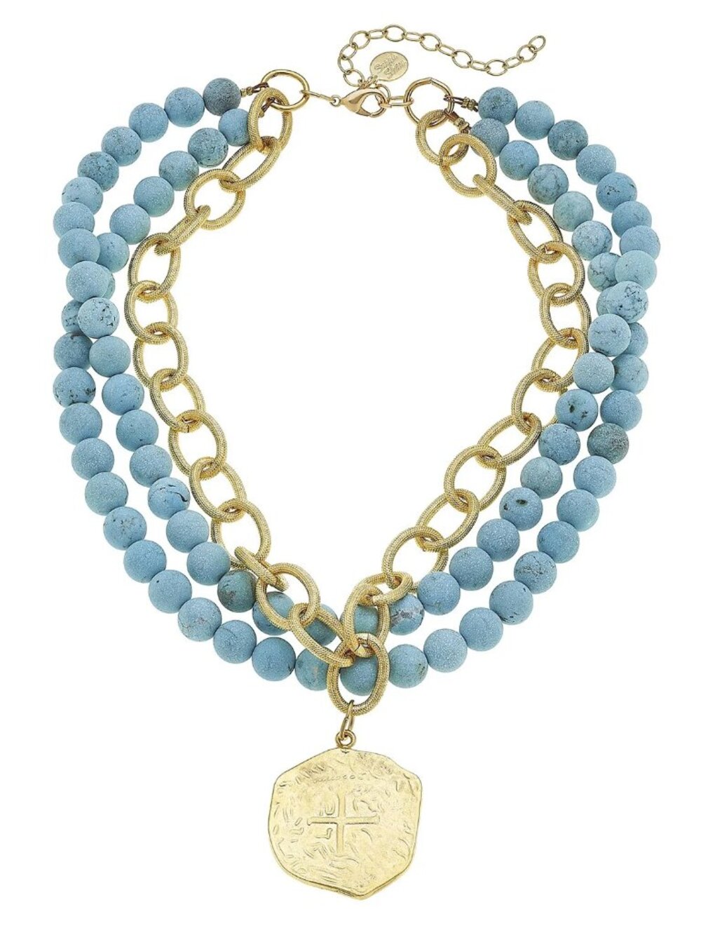 Susan Shaw 3 strand Gold and Turquoise Necklace NWT